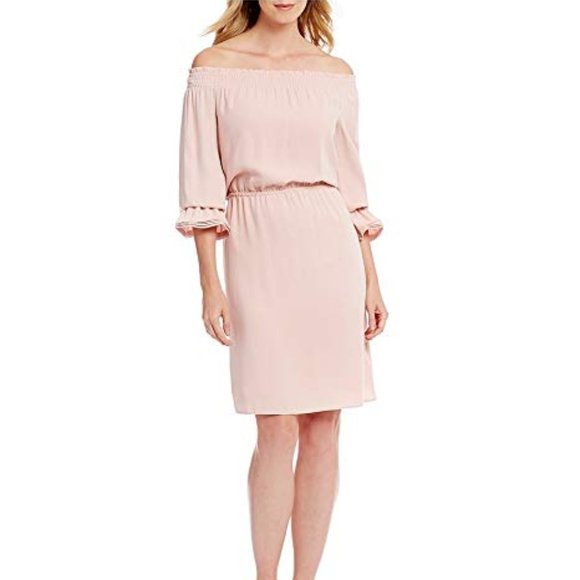 Mika Mindel Dresses & Skirts - Mika Mindel -Off Shoulder Dress -Light Pk -Sz S